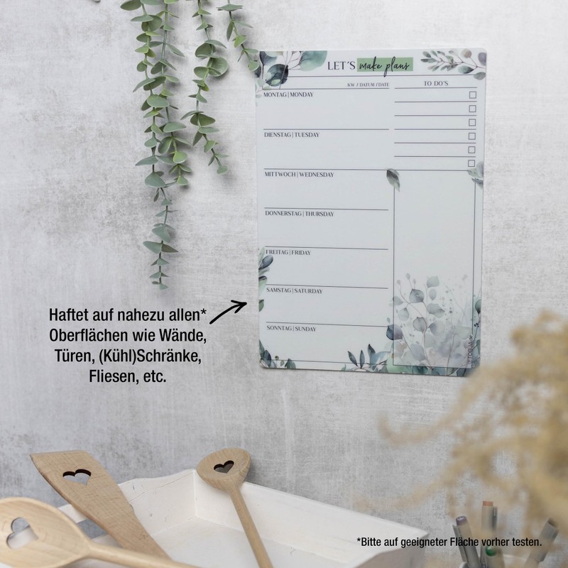 TOBJA Meal Planner Week Wipe-Clean – Sticks to All Surfaces,