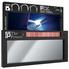 The Prince 1.0 | Shade 5-13 Adjustable Silver Auto Darkening Welding Lens | 2" x 4 1/4" x 0.33" | Adjusts From Shades 5-13 | Silver Front - Light Blue Weld View | Ridge Products Royal Series