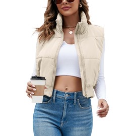 Imily Bela Women's Cropped Puffer Vest Stand Collar Sleeveless Zip Up Padded Gilet