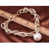 Alilang Golden Tone Chain Link Twist Braid Faux Pearl Rhinestone