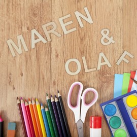 Relaxdays Wooden Letters Set, 324 Pieces, Capital Letters A-Z, & Sign, 3 cm, Small Letters for Crafts, Decoration, Natural