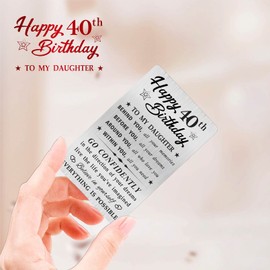 MOQIYXL 40th Birthday Card for Daughter, 40 Year Old Gifts for Daughter Engraved Wallet Card