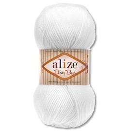 Frida's Wollhaus Alize 100g Baby Best Anti-Pilling Baby Wool Crochet Knitting Viscose 45 Colours (55 | White)