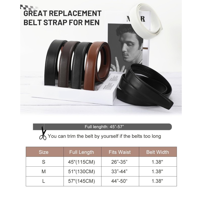 Beltroad Ratchet Belt Strap for Men Leather Belts Without Buckle