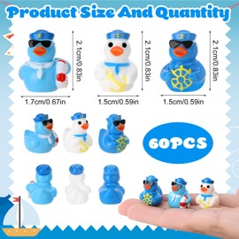 GGSTDDUP 60pcs Mini Resin Sailor Cruise Ducks, Tiny Cruise Ducks for Hiding, Miniature Sailor Cruise Figurines, Ducks for Cruise Ship, Nautical Cruise Party Favors Gift Decoration (3 Styles)
