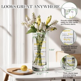 Sympathy Memorial Flowers Vase Sympathy Gifts for Loss of Loved One Dad Mom Husband Sister Friend Grief Gifts for Women Bereavement Condolences Gift for Loss Grieving Sorry for Your Loss Glass Vase