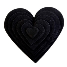 Playfully Ever After 1 to 6 inch Multi-Size Pack 24pc Felt Hearts (Black)