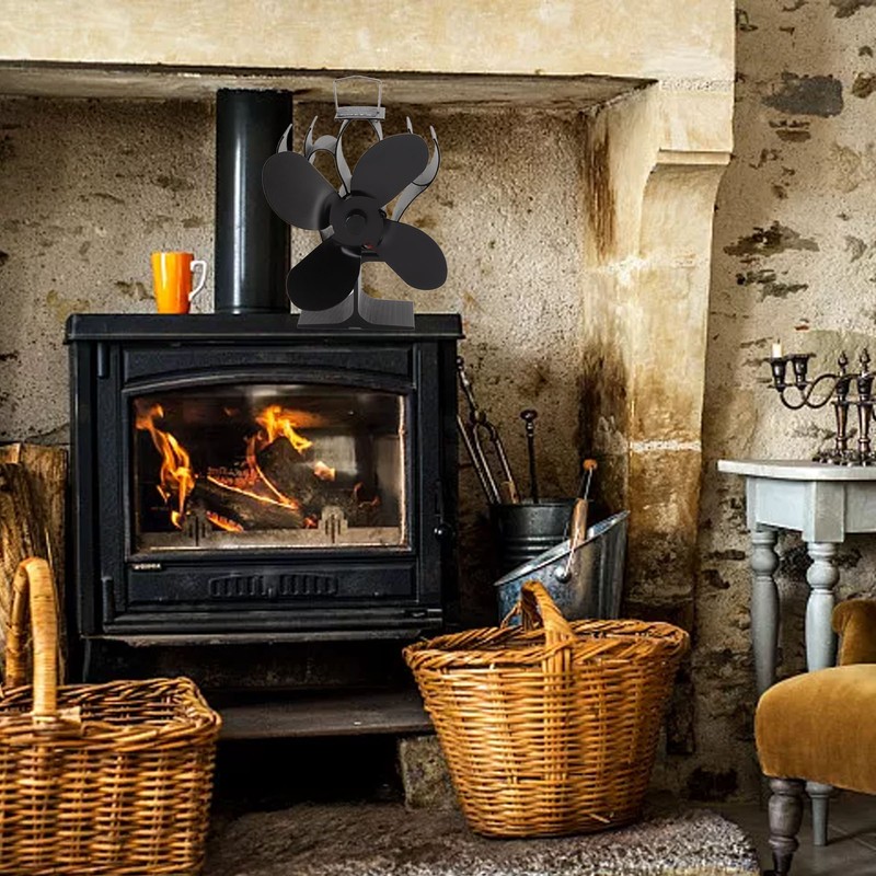 Heat Powered Stove Fan Self Starting Heat Resistant Aluminum Alloy