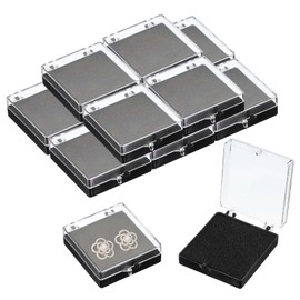 PATIKIL 12 Pcs Lapel Pin Box, 2.5x2.4x0.7 Inch Plastic Clear Brooch Storage Boxes Jewelry Gift Display Container with Sponge for Badge Pin Gemstone Show Case