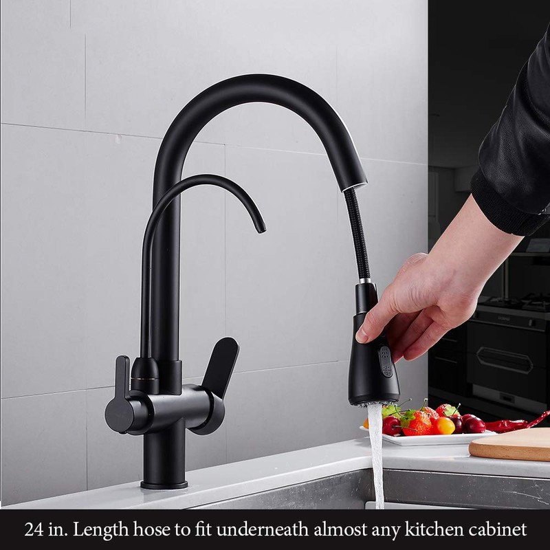 WANFAN Kitchen Sink Faucet with Pull Down Sprayer 2 Handle