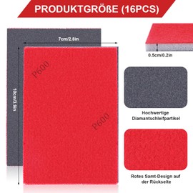 Niuny Schleifschwamm Nass Trocken Schleifpapier Set 16Stk Schleifpads 600 Körnung Schleifschwämme Handschleifblöcke Schleifblock für Holz Trockenbau Metall Farbe Autokarosseriereparatur