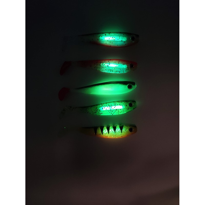 Rubber Fish Set with Glow Stick/Attractant/Rattle Channel 12 cm 20x