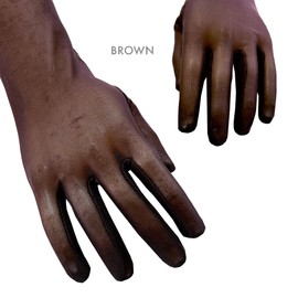 Unicorns Poop Glitter Nude Flexible Stretch Mesh Sheer Gloves in Beige, Tan, Brown; Opera Length; Unisex; One Size Fits All