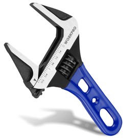 WORKPRO 6-Inch Stubby Adjustable Wrench, 1.5-Inch Extra Wide Jaw Opening Wrench, Metric/SAE Scales, Cr-V Steel, Ideal for Work in Confined Spaces