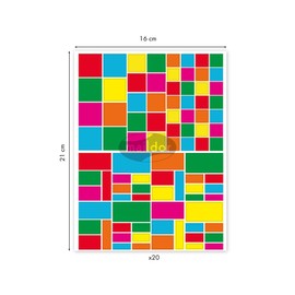 Malidor Geometric Square/Rectangular Stickers, Pack of 20, Multi-Coloured