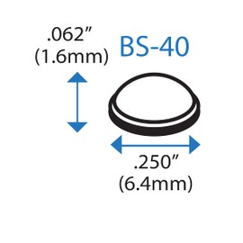 Round Self-Adhesive Rubber Bumper Feet, Stops, and Spacers .250" inches (6.4 mm) x .062" inches (1.6 mm) - 136 Pack - BS40 Clear