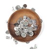 50PCS Engraved Flower Metal Buttons, 5 Styles Vintage Style Silver