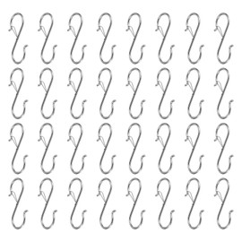HARFINGTON 32pcs S Hooks 3.5 Inch S-Shaped Metal Hook Hanger with Safety Buckle for Hanging Plants Clothes Pots and Pans Kitchen Utensil Bags, Silver