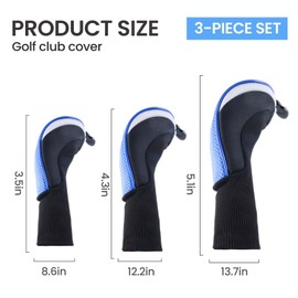 Golf Club Head Covers for Woods Long Cover Driver Hybrid Fairway, Headcovers with Interchangeable No. Tag Novelty Durable Fit Woods Clubs (Blue)