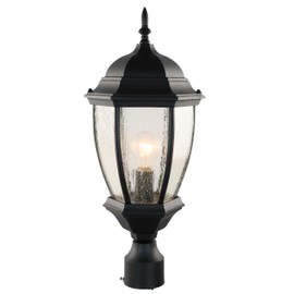 Outdoor Post Light, Aluminum Outside Post Lantern, Waterproof Exterior Lamp Pole Lantern Head with Seeded Glass, Matte Black Column Light for Patio Garden Walkway Landscape (E26 Medium Base Max 100W)