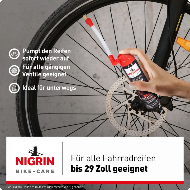Nigrin, Schiuma ripara-fori per copertoni bici, 75 ml