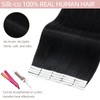 Silk-co 40Pcs Tape in Hair Extensions 16inch Real Human Hair