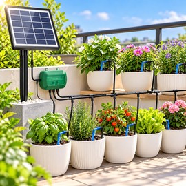 Solar Automatic Watering Kit for Potted Plants – 6V 2W Timed Irrigation System with 1800mAh Battery for Home Gardens