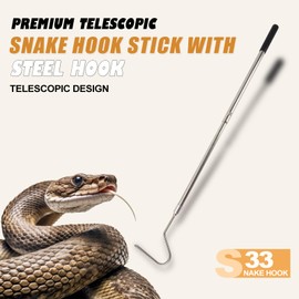 Smarkey Snake Hook, Stainless Steel Extensible snake grabber tool, 33 inch Sturdy snake Catcher Handling Stick Trap Tool Tong for Herpetologists, Wildlife control personnel, Wranglers, Removal Experts