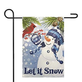 Let It Snow Snowman and Cardinal Outdoor Garden Flag 12.5" x 18"