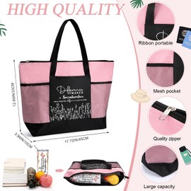 Sieral Social Worker Christmas Appreciation Gifts Set for Women: Difference Maker Tote Bag & Tumbler 20 oz with Straw Brush Thank You Gifts for Team Employee Coworker School Staff(Pink)