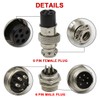 Hxchen Conector de panel hembra macho de metal de 6