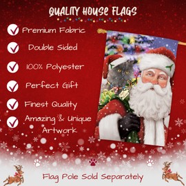 Doggie of the Day Selkirk Rex Cat House Flag - Christmas Santa with Presents - Outdoor Double Sided Pet Home Garden Decor 28"w x 40"h, HFLG60244