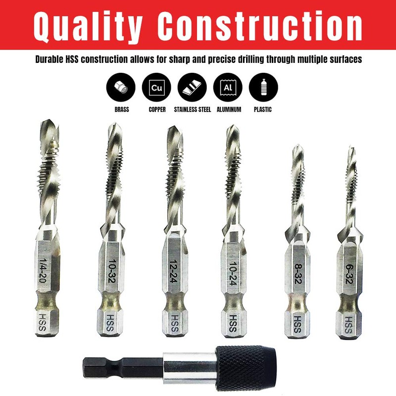 NORTOOLS Drill Tap HSS Combination Drill and Tap Set with