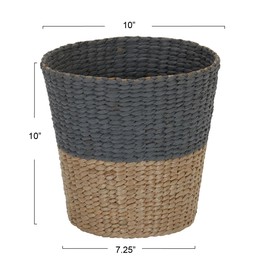 Household Essentials Wicker Waste Basket, 2-tone Hyacinth Waste Bin for Bathroom, Bedroom, Office