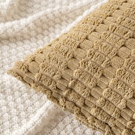 MIULEE Pack of 2 Corduroy Square Cushion Cover Camel 45x45 cm 18x18 inch for Living Room Sofa Bedroom Rustic Modern Farmhouse Boho Home Decor