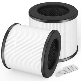 Breabetter AC300 True HEPA Replacement Filter Compatible with Purivortex AC300 Purifiers, 3-in-1 H13 True HEPA Filter（2-Pack）-White