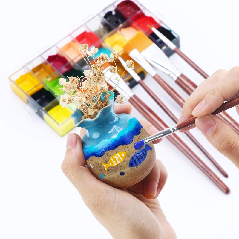 Transon Flat Paint Brush Set 7pcs for Acrylic Watercolor Gouache