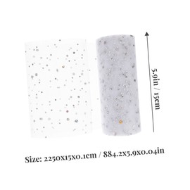 OSALADI 2 Rolls White Glitter Gauze Fabric Trim Yards Each for DIY Sewing Decorations Costume Applique and Craft Projects Lace Flower Design for Elegant Clothing and