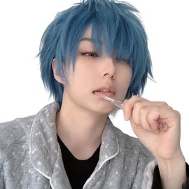 Sofeiyan Men's Wig, Short, Men's Clothing, Black, Blue, Gold, Natural, Small Face, Heat Resistant, Commuting, Harajuku, Imechan, Ikemen, Cosplay, Full Wig, Shota Cosplay, Unisex, Everyday Use, Wig Net