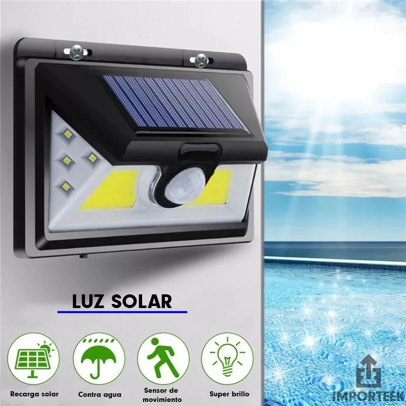 Importeek Lampara Solar Led Reflector Exterior Jardin Sensor Potente