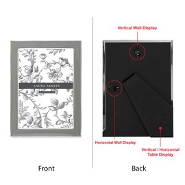 Laura Ashley 5x7 Gray Enamel Picture Frame, Silver Metal Edge with Easel, for Countertop, Counterspace, Tabletop Display, Bookshelf, Desk, Wall Décor, Photo Gallery (5x7, Gray W/ Silver)