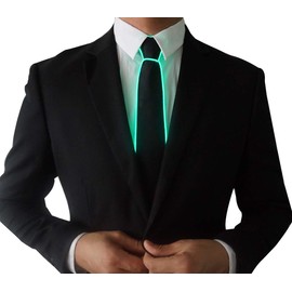 SATUMIKO Burning Man Light Up Fanny Ties Novelty Necktie For Men LED Light Up Ties Costume Accessory (Green-Micro Solid Tie)