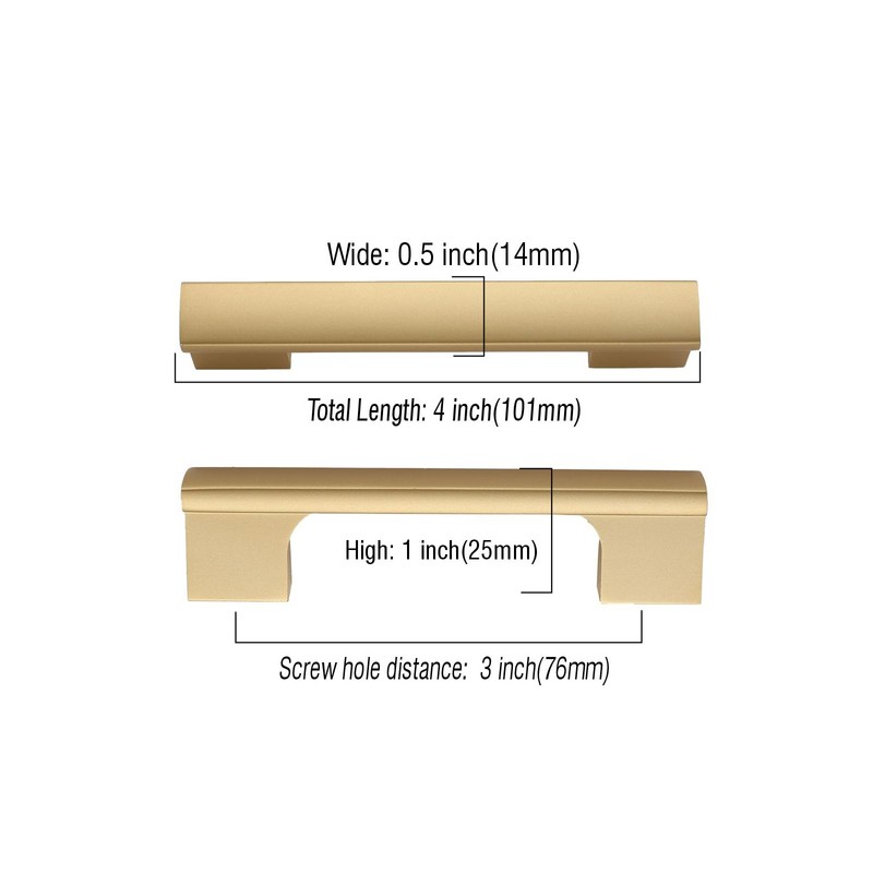 Asidrama 10 Pack 3 Inch(76mm) Brushed Gold Cabinet pulls Kitchen