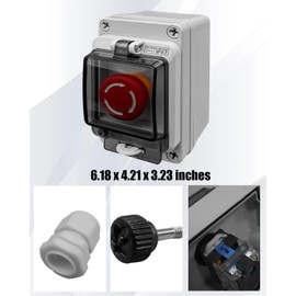 Emergency Stop Button Switch Box Ip67, Waterproof Suitable for Outdoor Use, Emergency Shutdown Switch with Waterproof Box 660V 10A Red