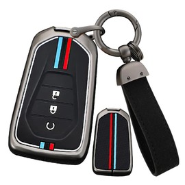 ontto Alloy Car key fob cover Fit for Isuzu New MU-X X Series DMAX D-Max X-Terrain Pickup Truck 2020 2021 2022 Smart key case keyring Key Shell Holder bag keychain Accessories 3 buttons Black B