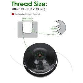 YOUSHARES Universal Trimmer Head - Weed Eater Replacement M10 x 1.25 LH, Petrol Strimmer Heads for Brush Cutter, Weed Eater Parts Compatible with Stih (2PCS)