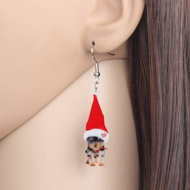 Bonsny Acrylic Drop Dangle Christmas Gifts Dog Puppy Doggy Earrings Ornaments Decorations Jewelry For Women Accessories (Orange)
