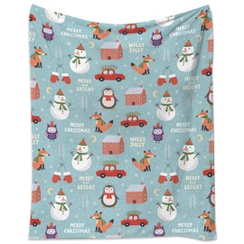 SERTAS Christmas Blanket,Christmas Flannel Blanket,Soft Microfiber Bedding Flannel Blanket,Christmas Holiday Printed Blanket,Christmas Blankets for Kids Adults 130 * 150CM