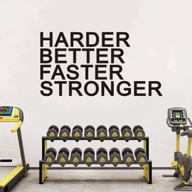 VODOE Harder Better Faster Stronger Wall Stickers Motivational Office Gym Wall Decals Inspirational Quotes School Classroom Sports Positive Fitness Garage Vinyl Art Wall Decor 21"X11"