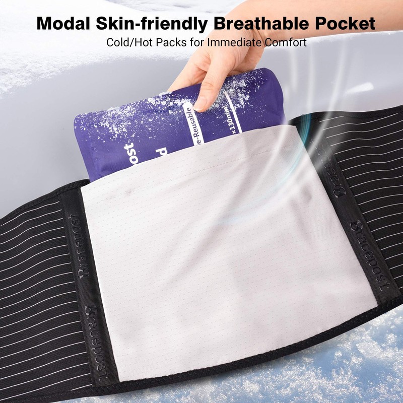 Bracepost Back Brace for Lower Back Pain,Reusable Ice Pack for
